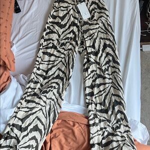 NWT ZARA Zebra Print Wide-Leg Pants